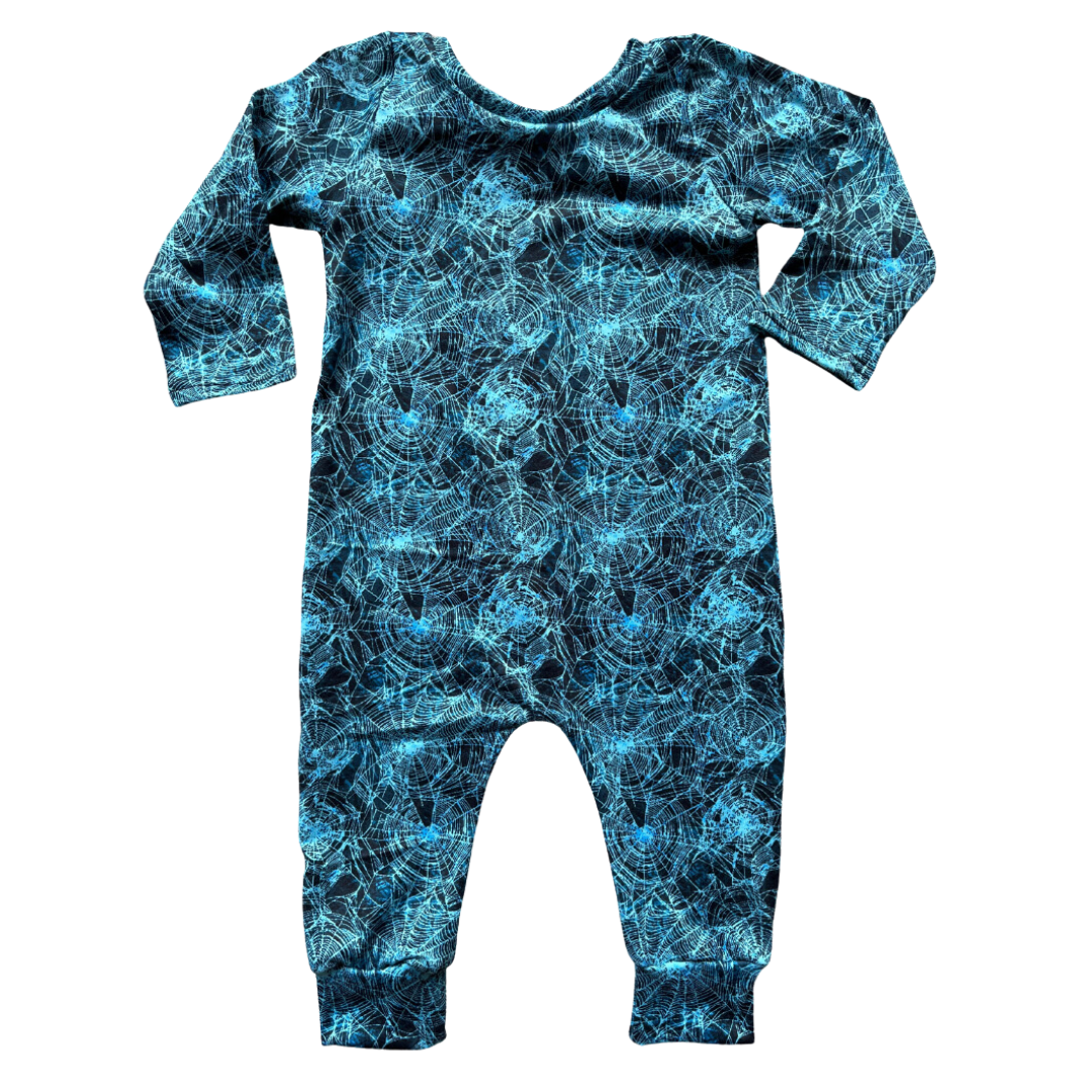 Teal Spider Web Romper