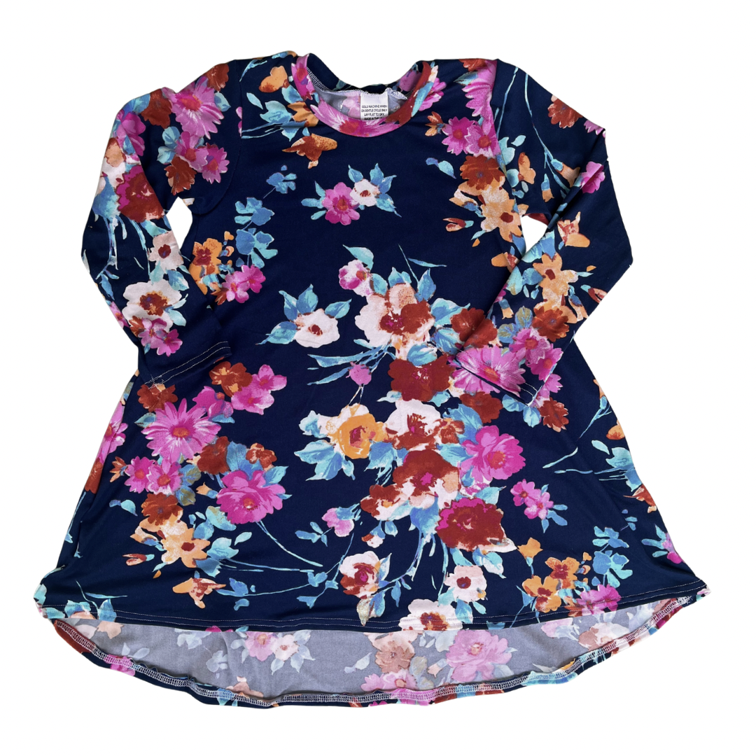 Navy Floral High-Low Dress