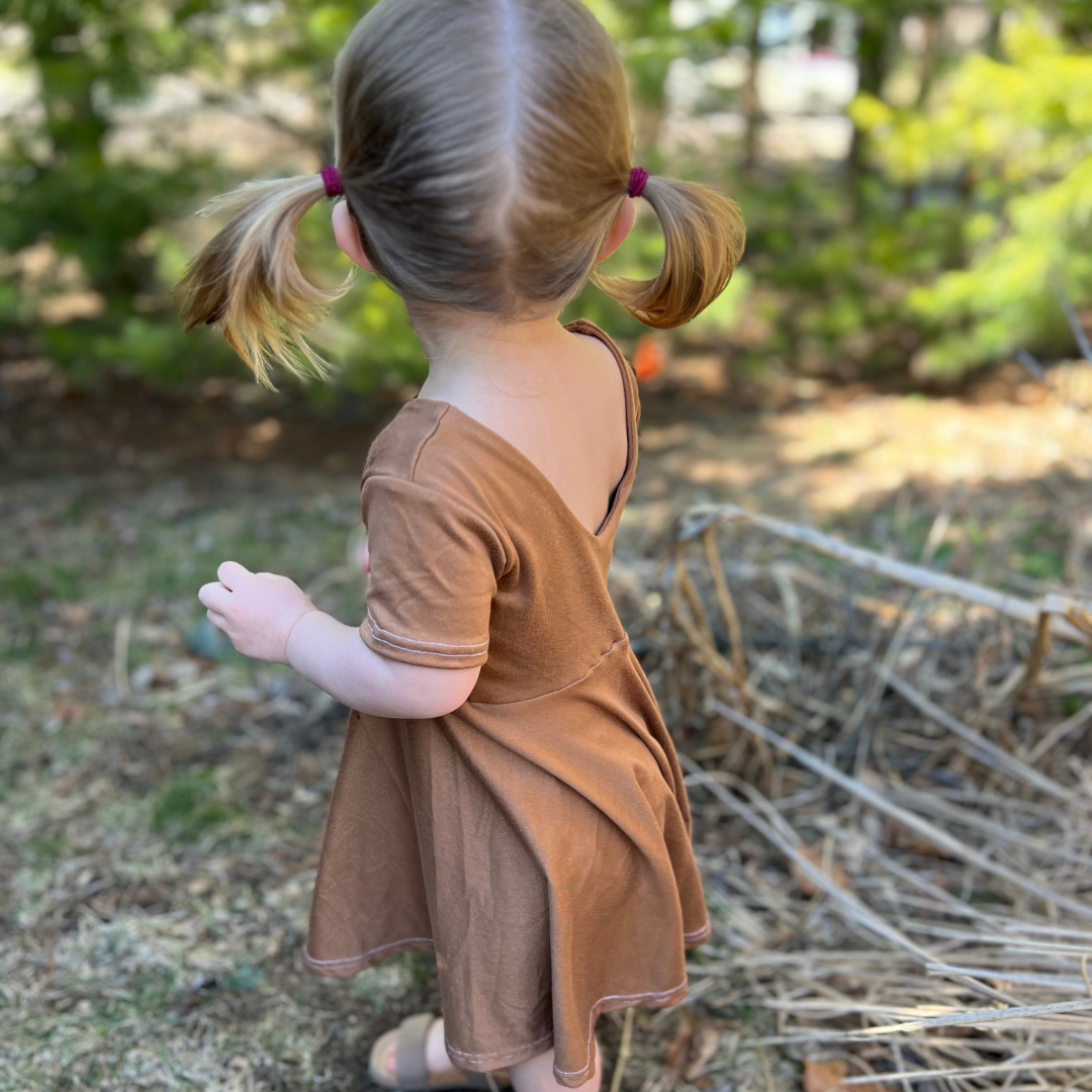 Neutral Twirl Dress - Long or Short sleeve