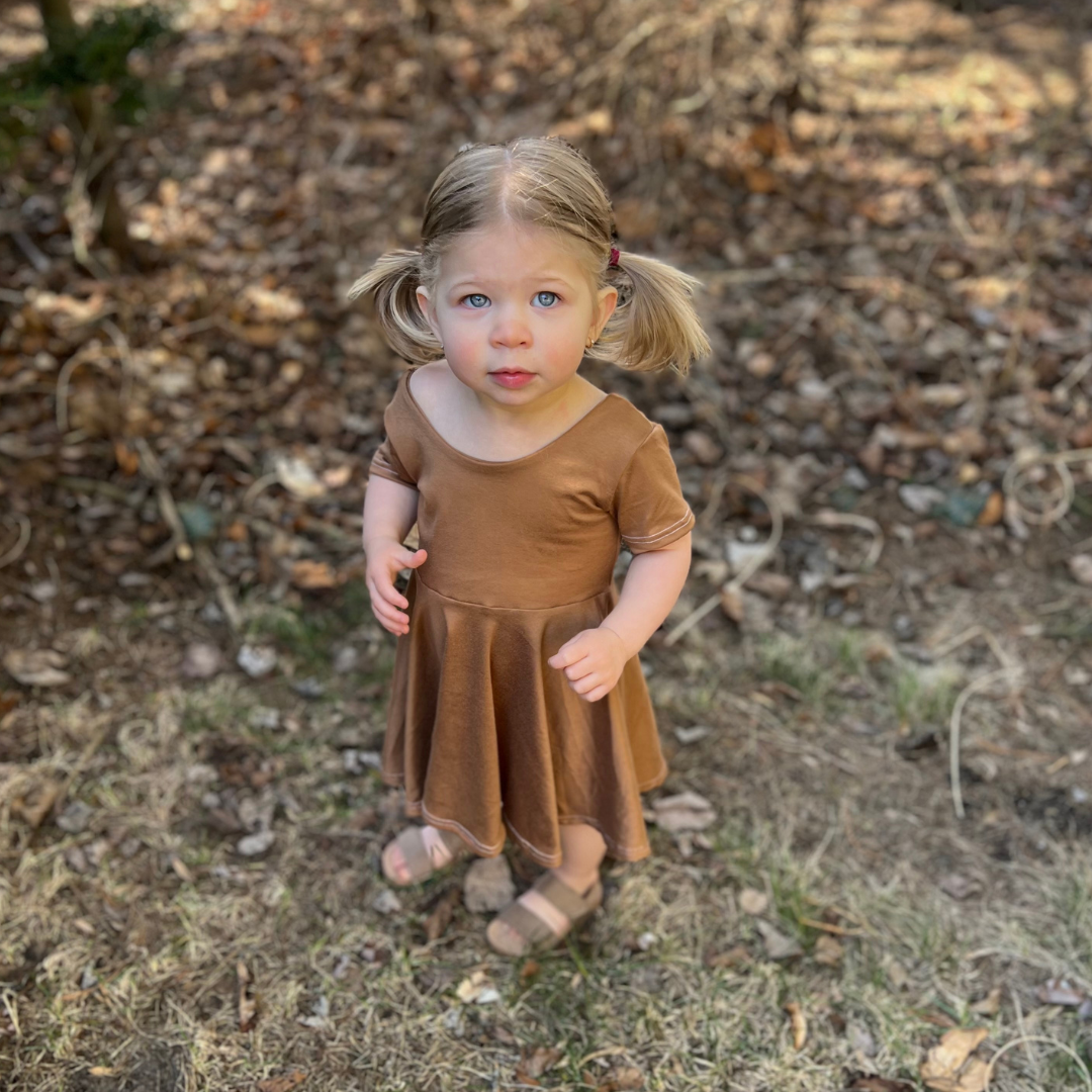 Neutral Twirl Dress - Long or Short sleeve