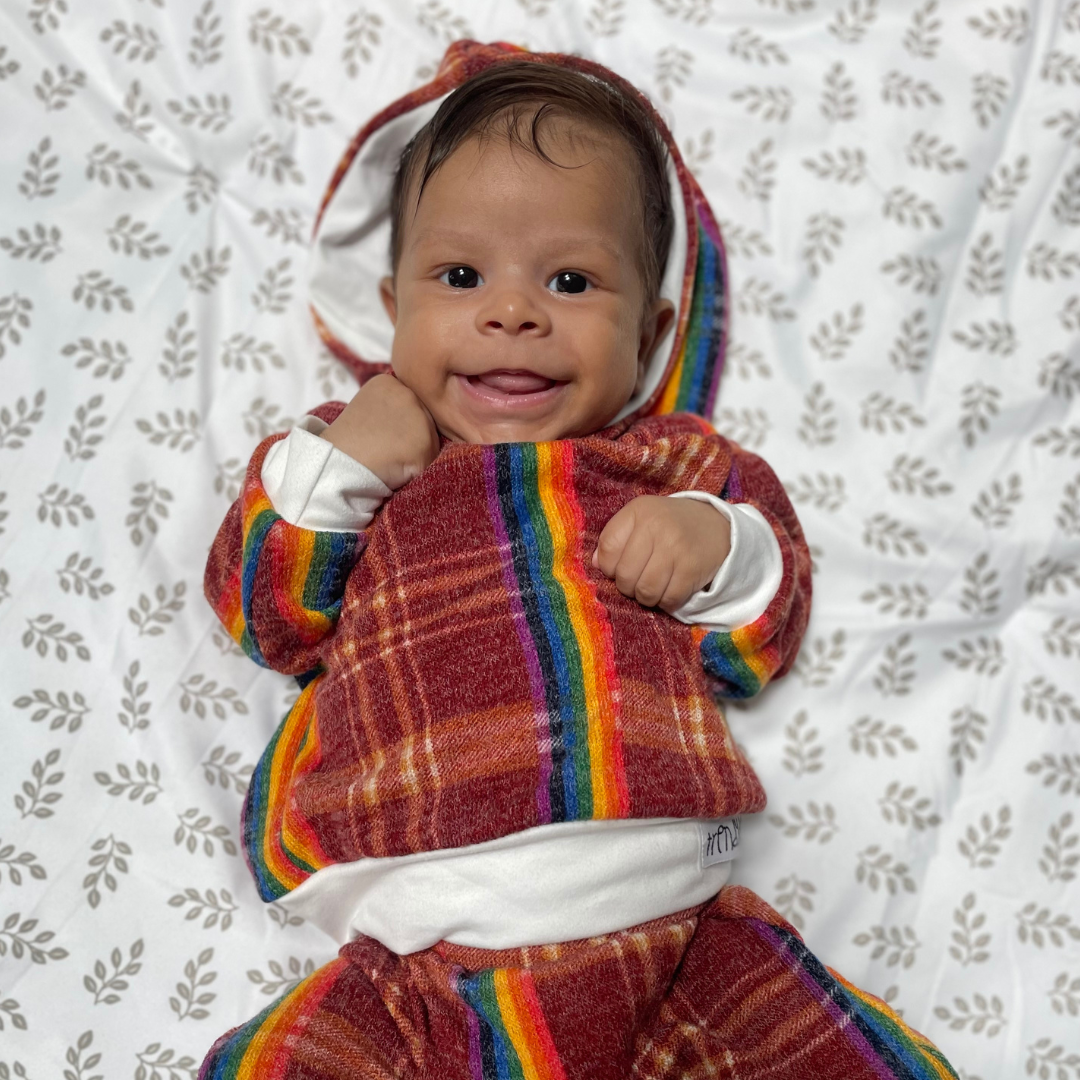 Rust Rainbow Plaid Hoodie