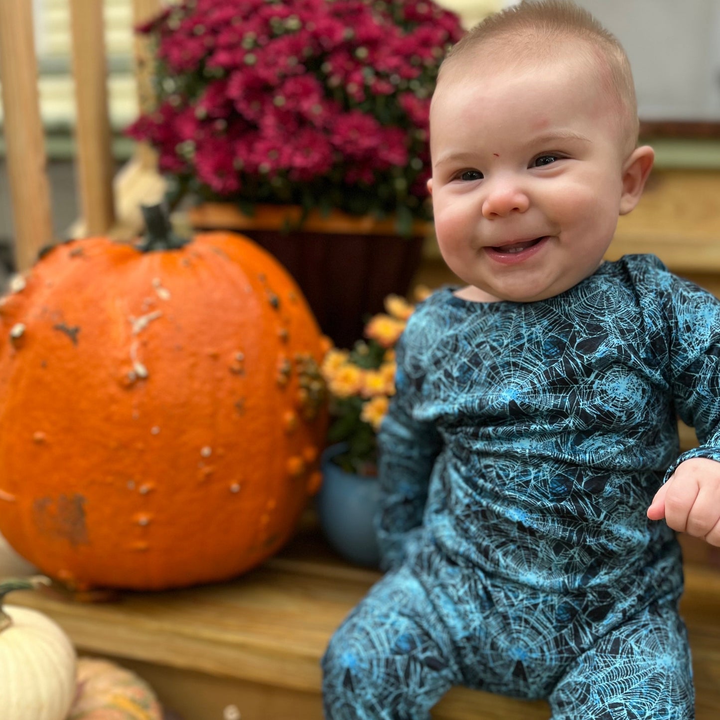 Teal Spider Web Romper