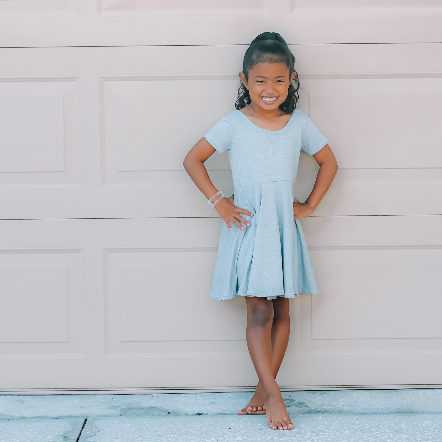 Neutral Twirl Dress - Long or Short sleeve