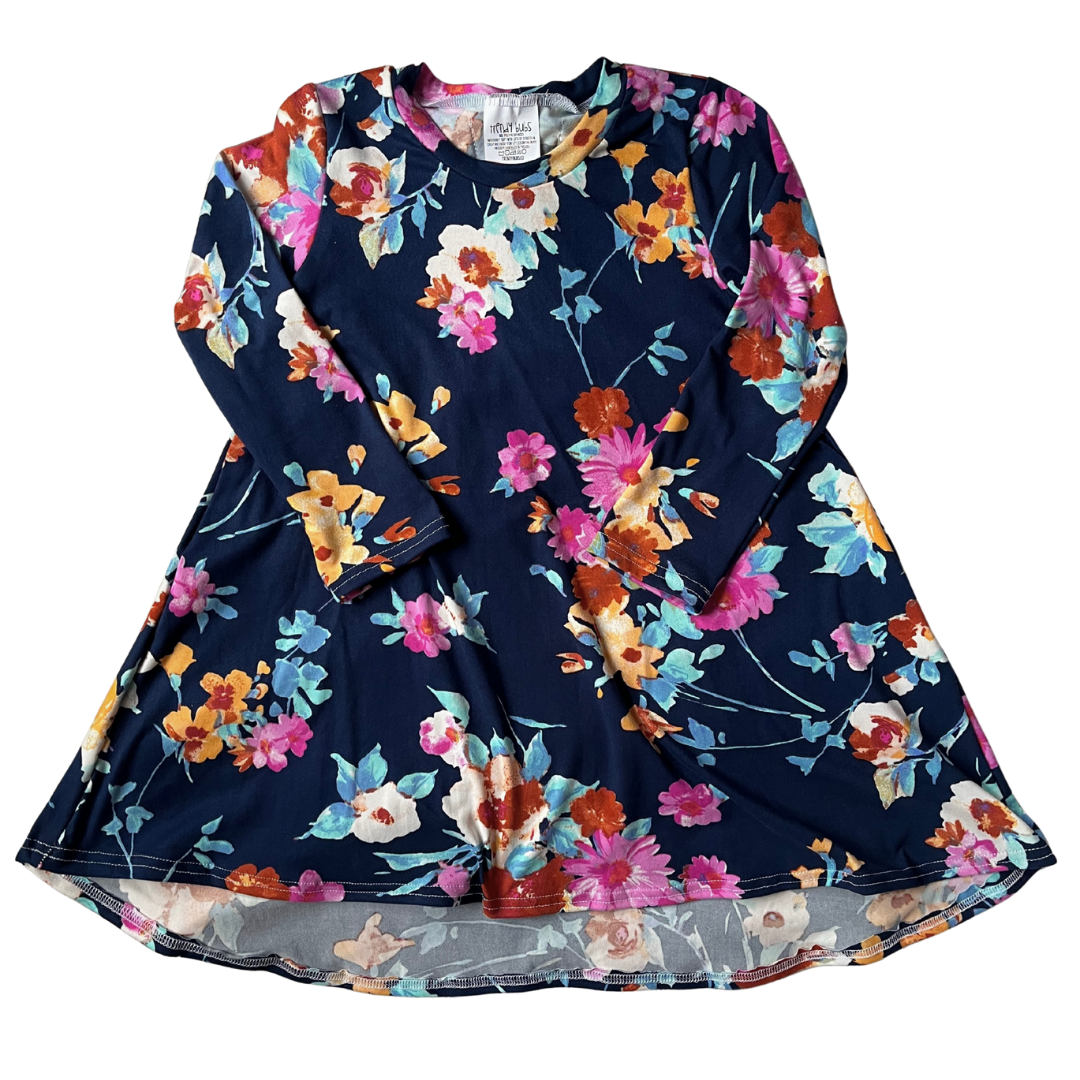 Navy Floral Hi-Low Dress
