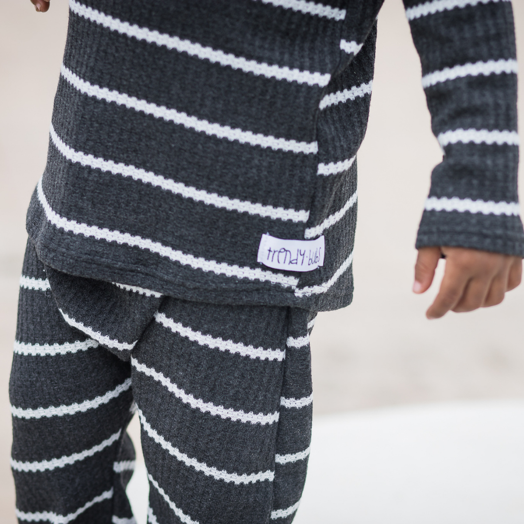 Striped Waffle Knit Lounge 2 Piece Set