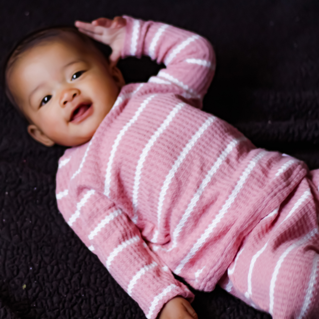 Striped Waffle Knit Lounge 2 Piece Set