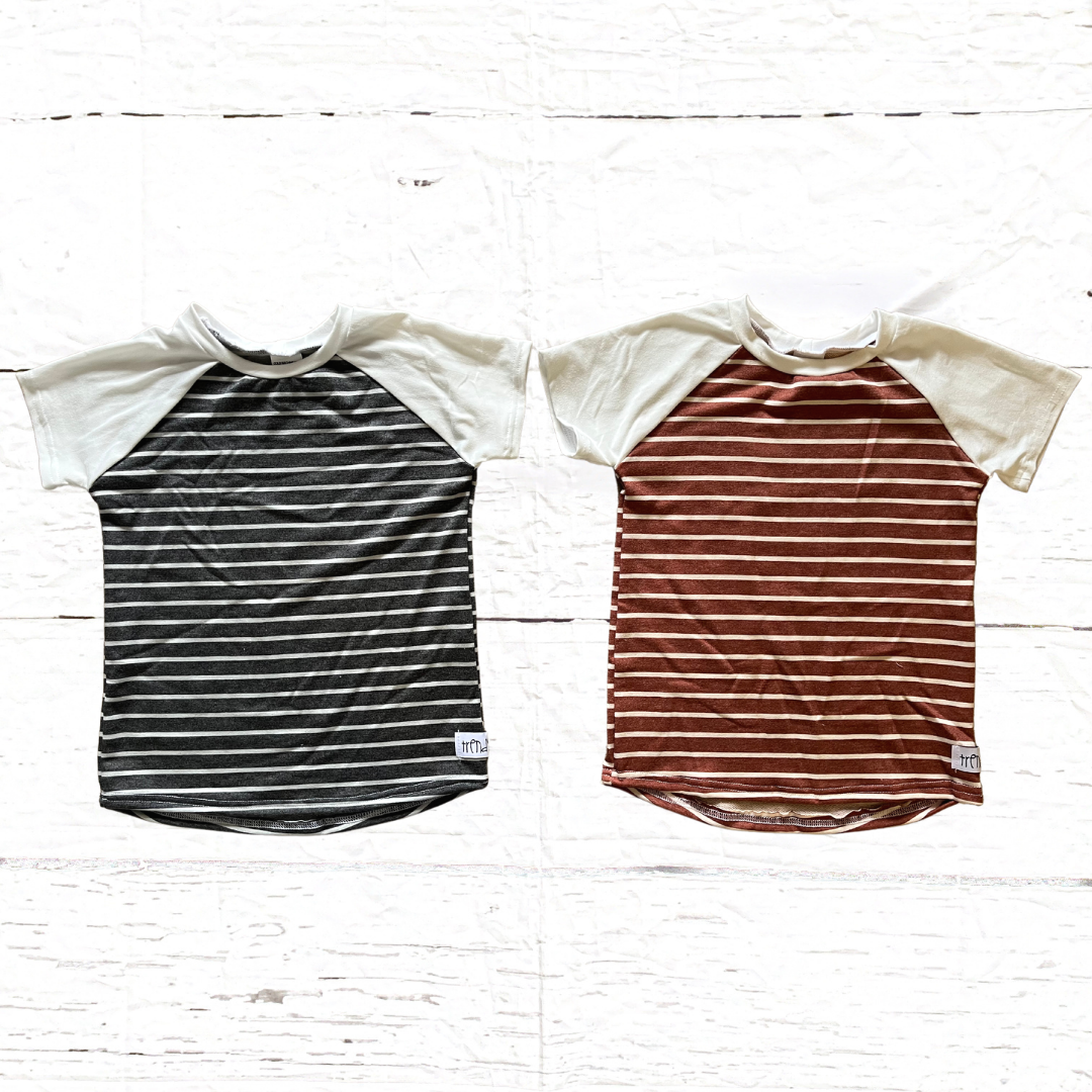 Neutral Stripe Raglan Tee and Cropped Joggers Set