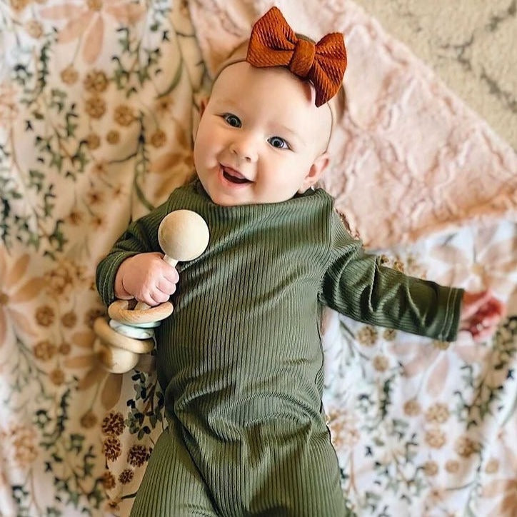 Solid Ribbed Knit Rompers (SIX color options)