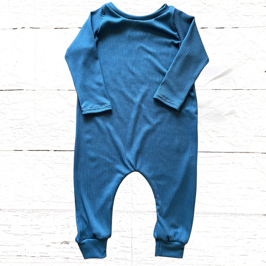 Solid Ribbed Knit Rompers (SIX color options)