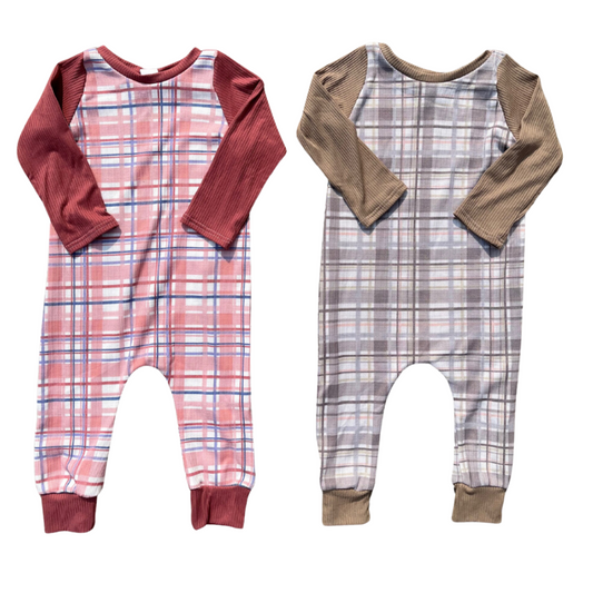 Plaid Thermal Romper