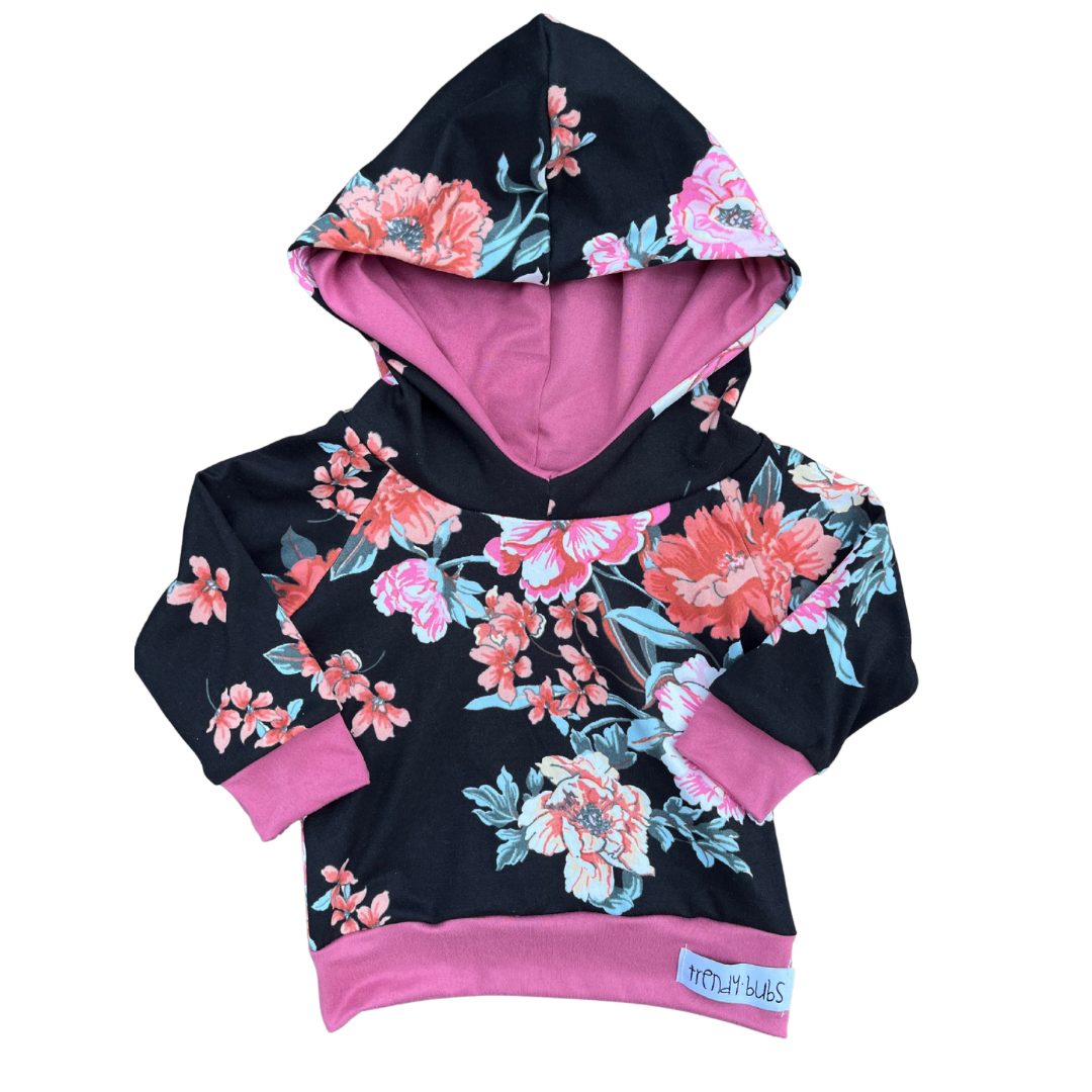 Black Floral Hoodie