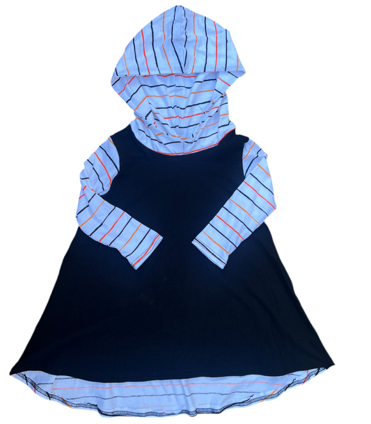Halloween Striped Hooded Hi-Low Dress