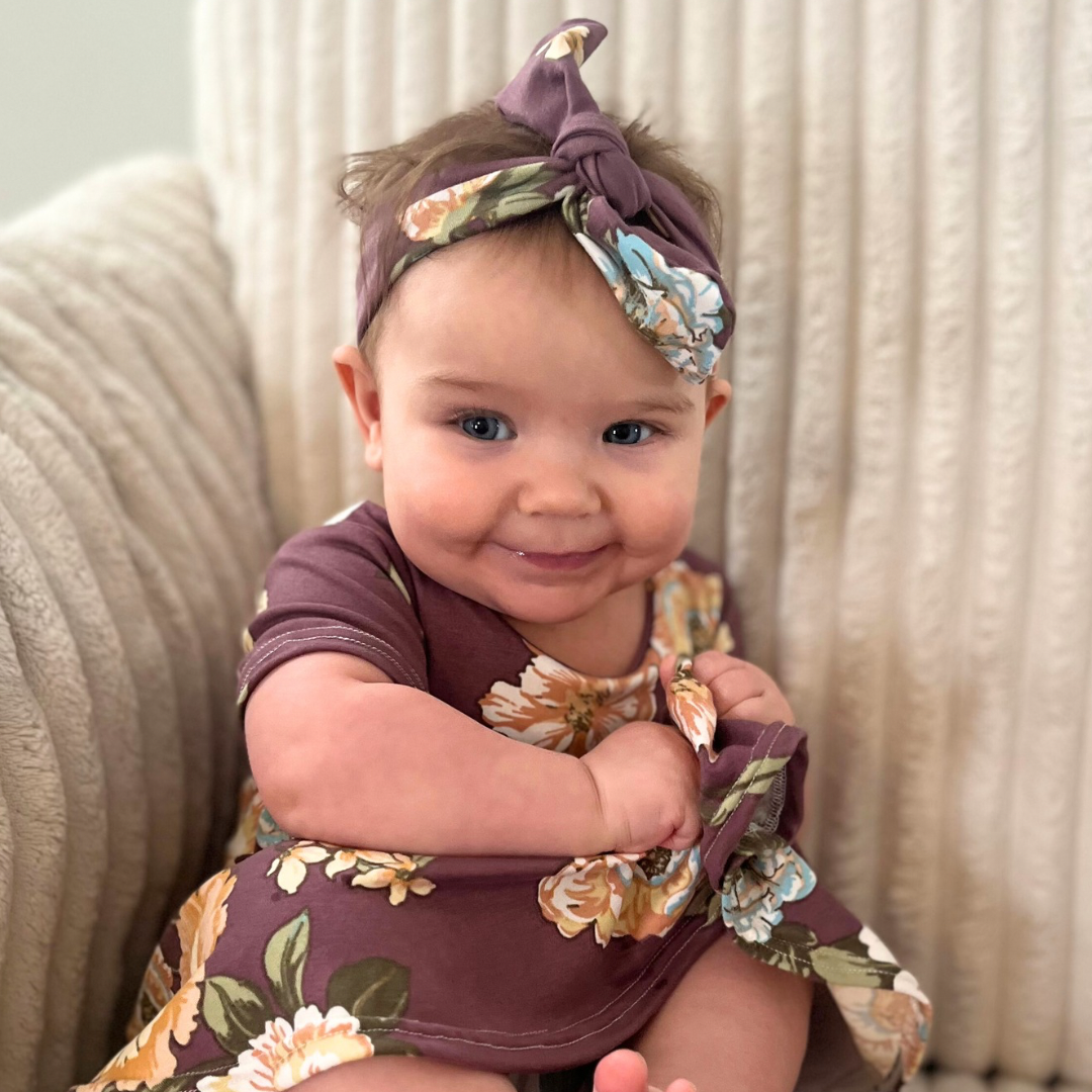 Purple Floral Tie Headband