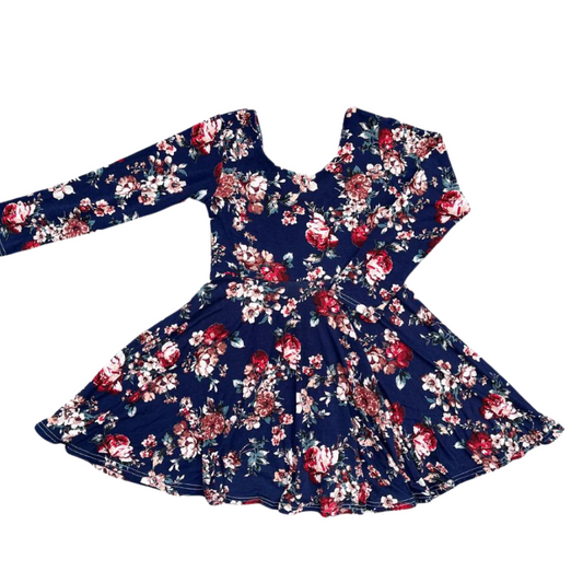 Navy Floral Twirl Dress (only 12-18 and 3T left)