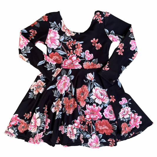 Black Floral Twirl Dress