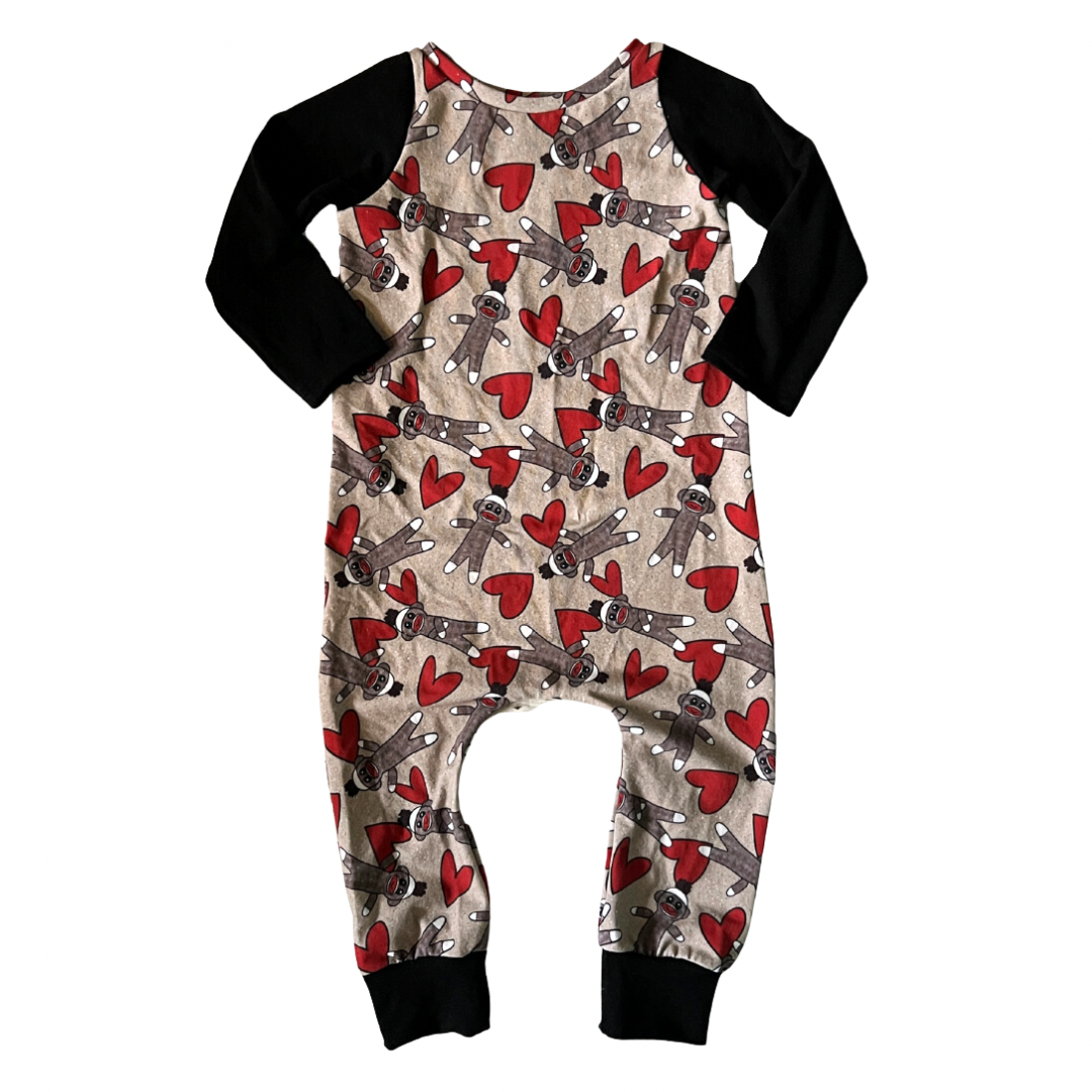 Sock Monkey Love Romper