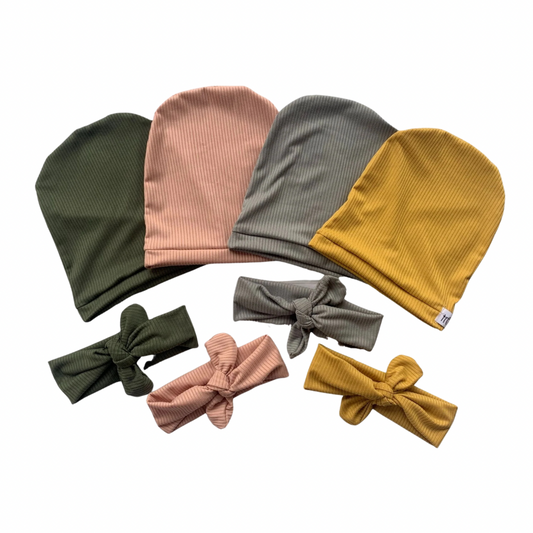 Solid Ribbed Knit Accessories (Multiple color & style options)