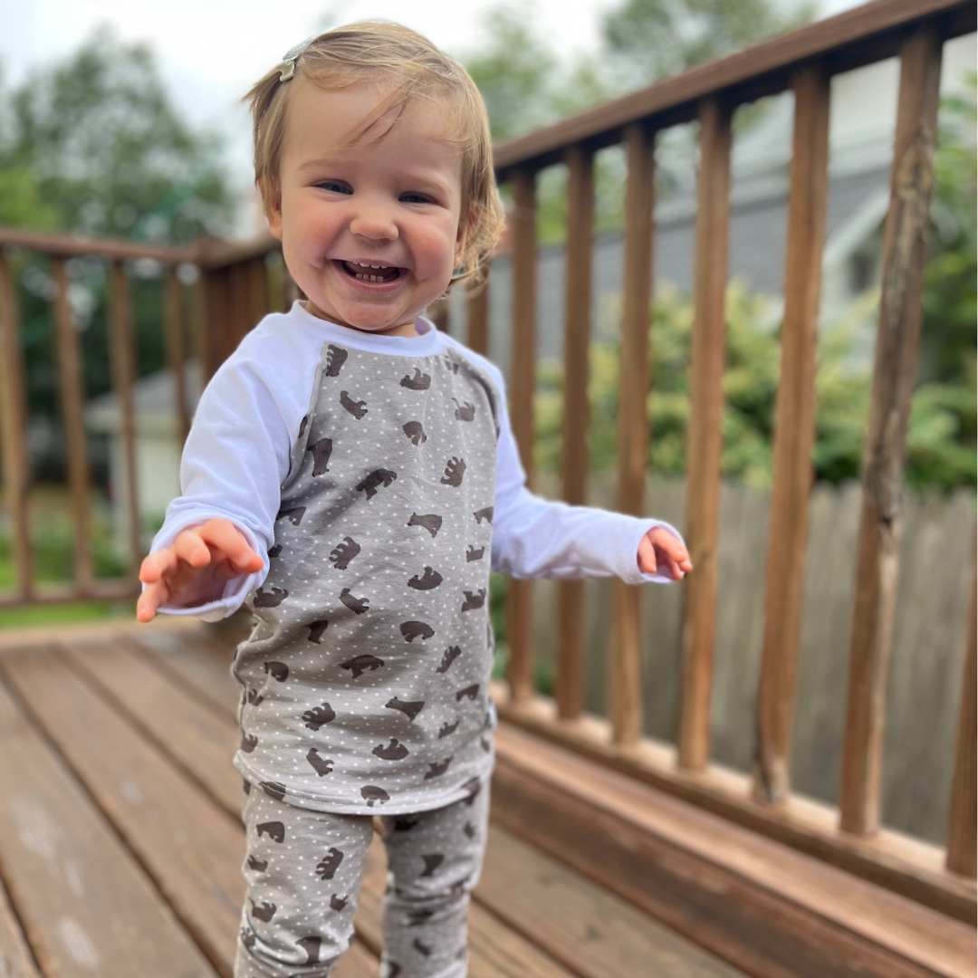 Gray Starry Bears Raglan