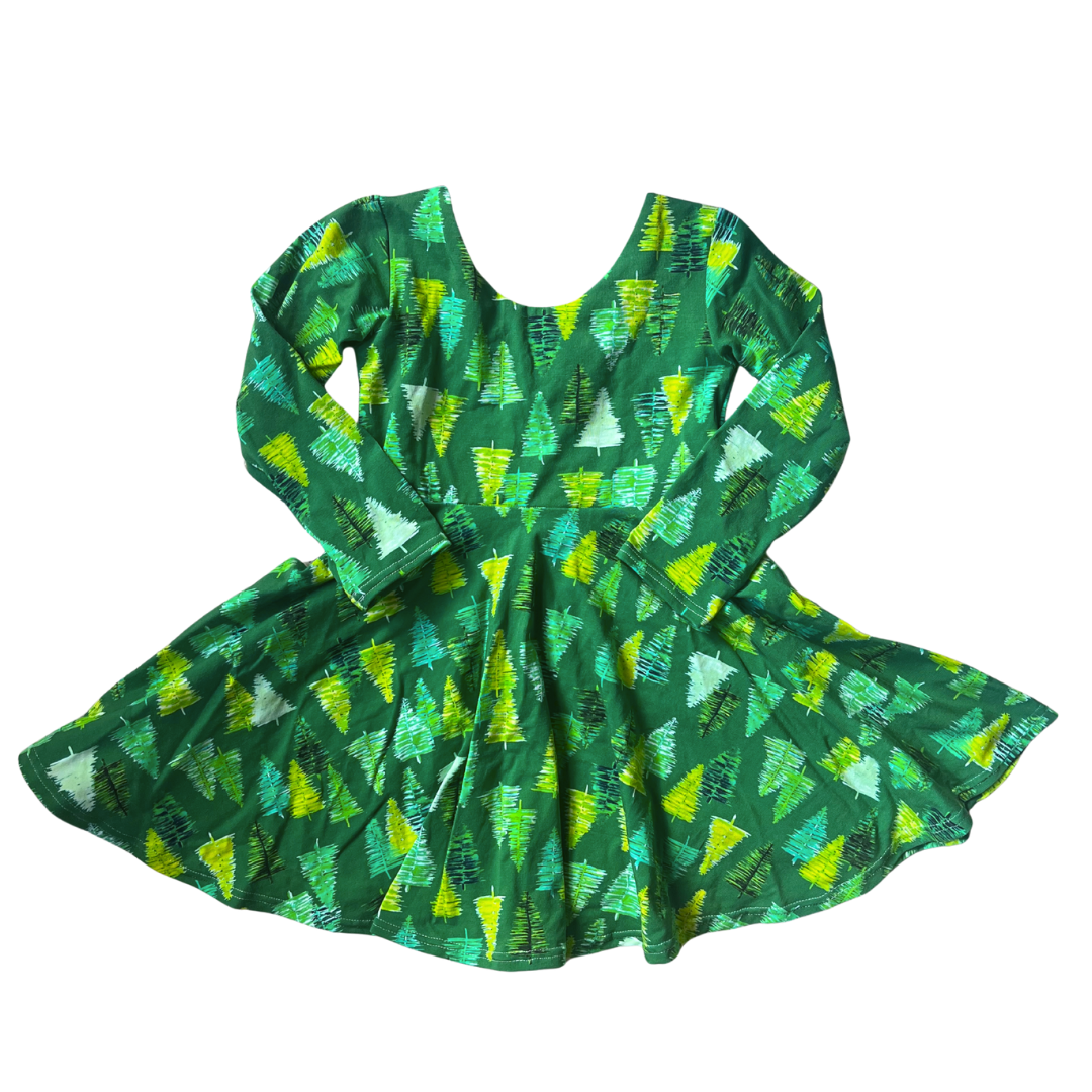 Green Christmas Trees Twirl Dress