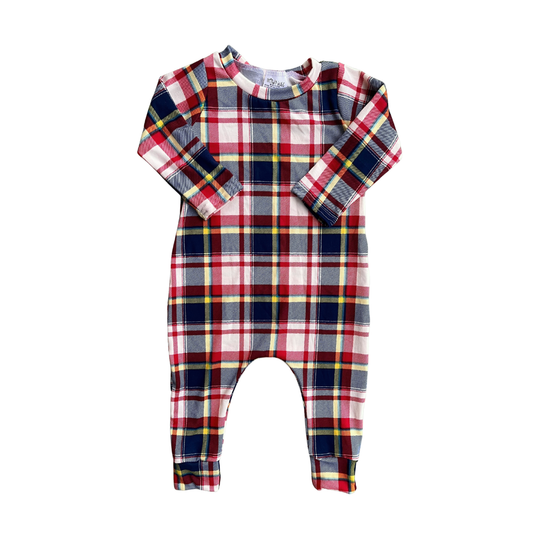 Navy Plaid Romper