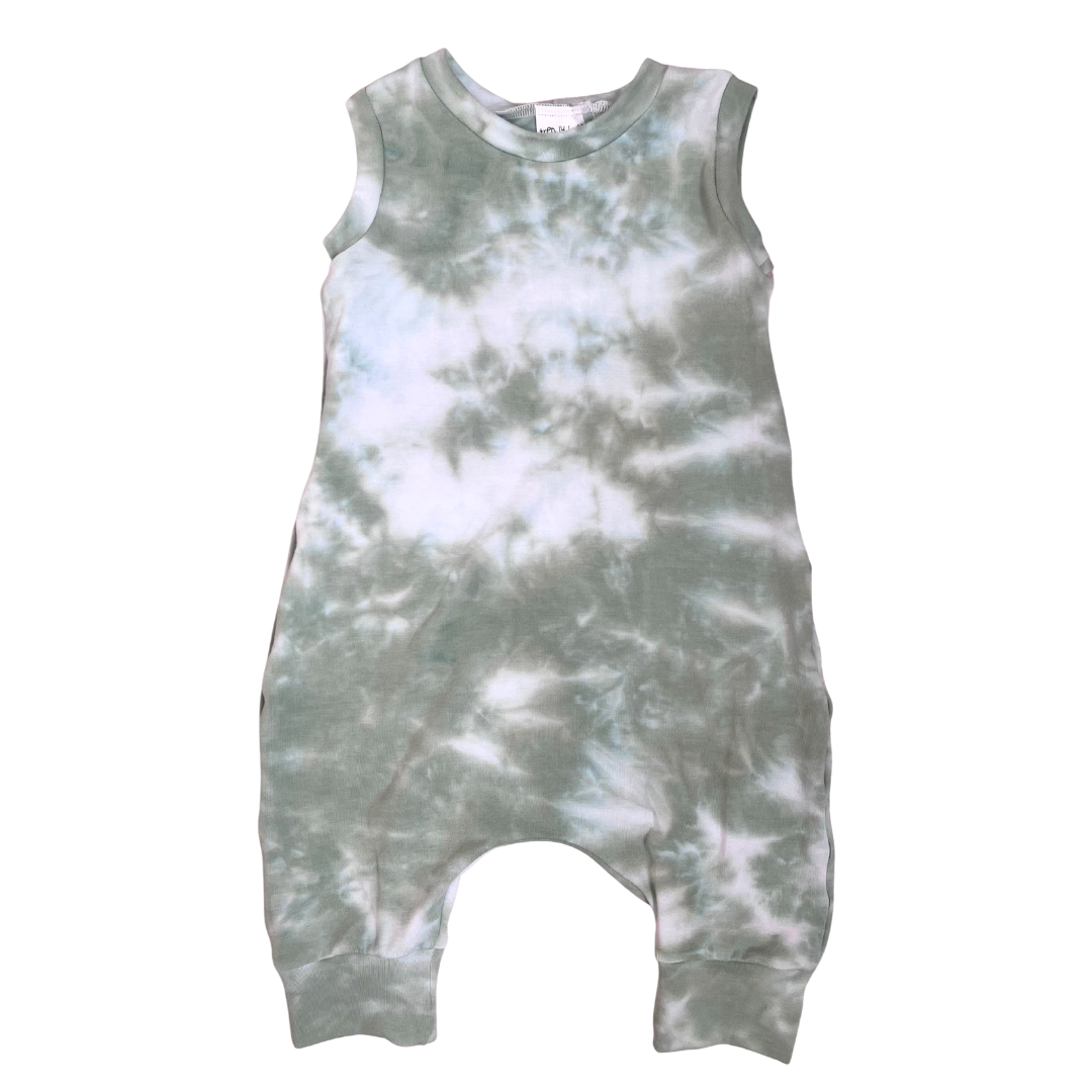 Sage Tie-Dye Bamboo Cropped Romper