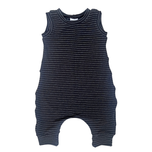 Black and Gray Stripe Bamboo Romper