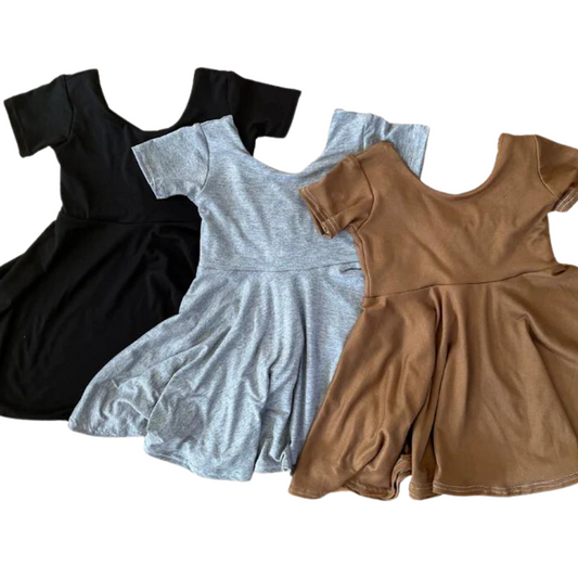 Neutral Twirl Dress - Long or Short sleeve