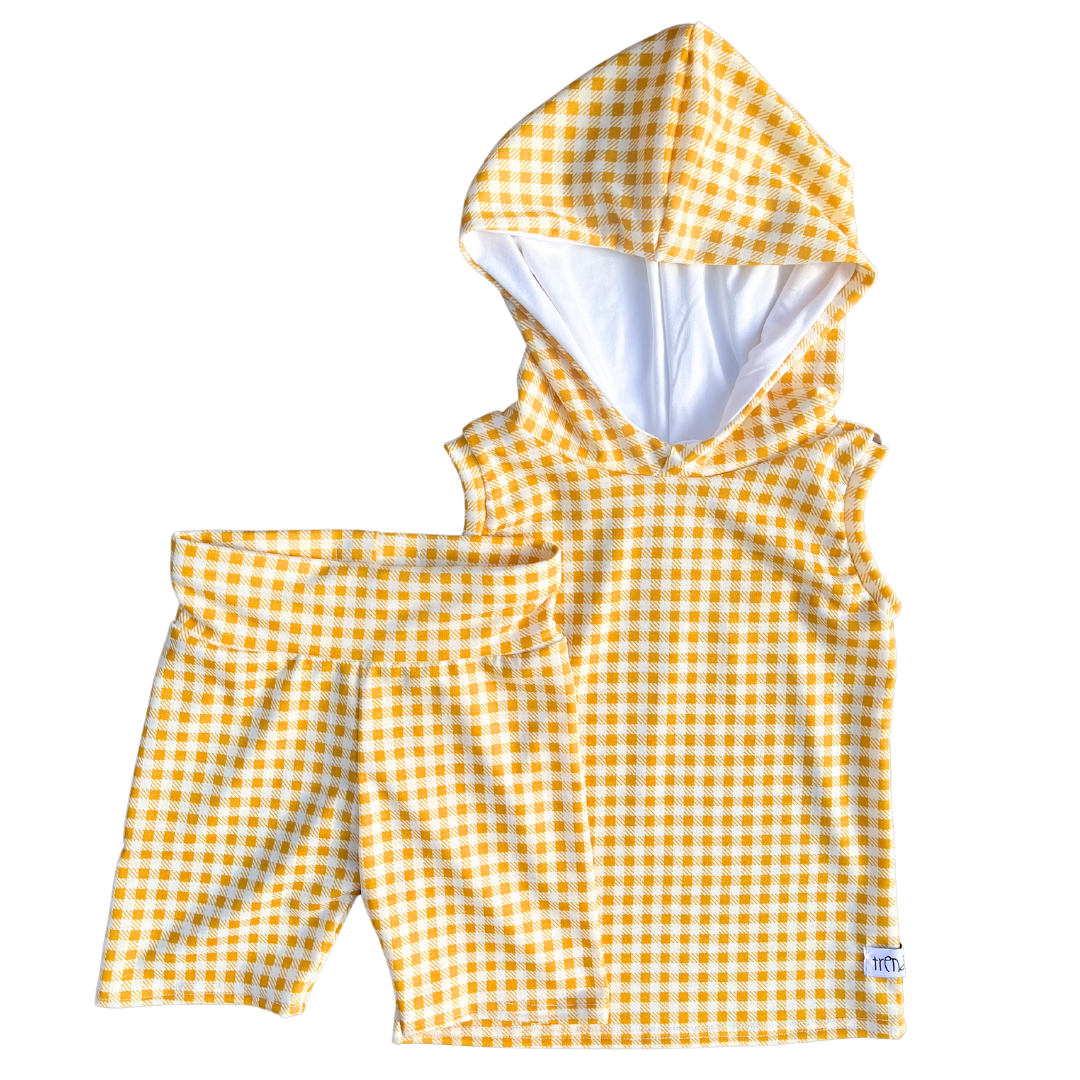 Gingham Hooded Tank Tops