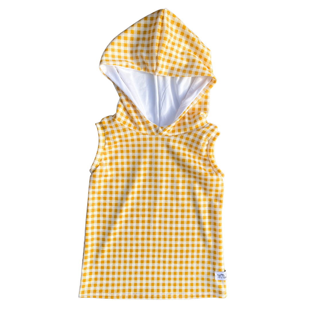 Gingham Hooded Tank Tops