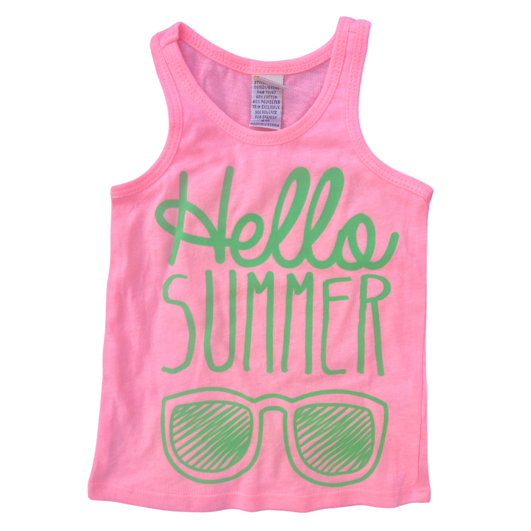 Pink Hello Summer Tank Top