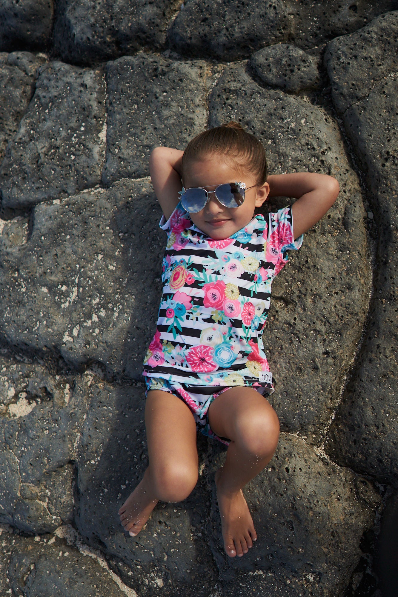 Floral Stripe Swimwear 2 piece set (only 12-18, 18-24, and 2T left)