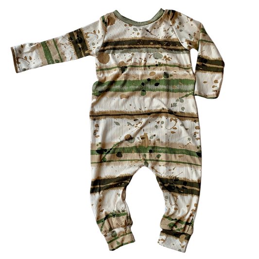 Paint Splatter Ribbed Romper