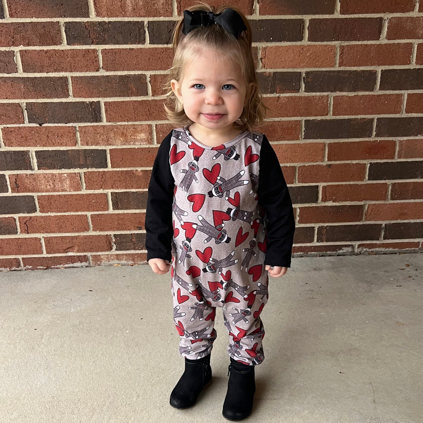 Sock Monkey Love Romper