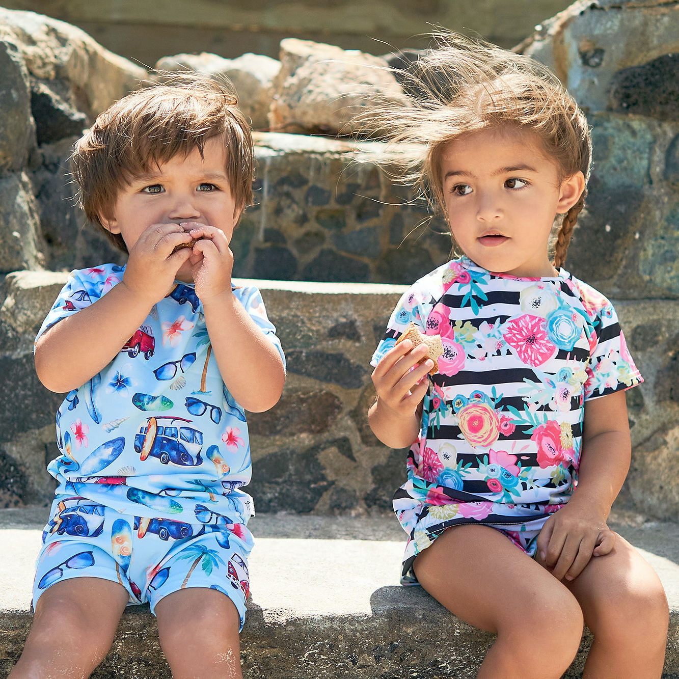 Floral Stripe Swimwear 2 piece set (only 12-18, 18-24, and 2T left)